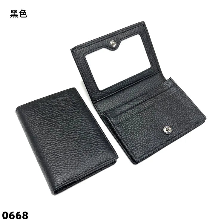 Custom Initials Business Card Holder Genuine Leather Folding Wallet ID Card Bag Woman Fashion Luxury Card Case Christmas Gift