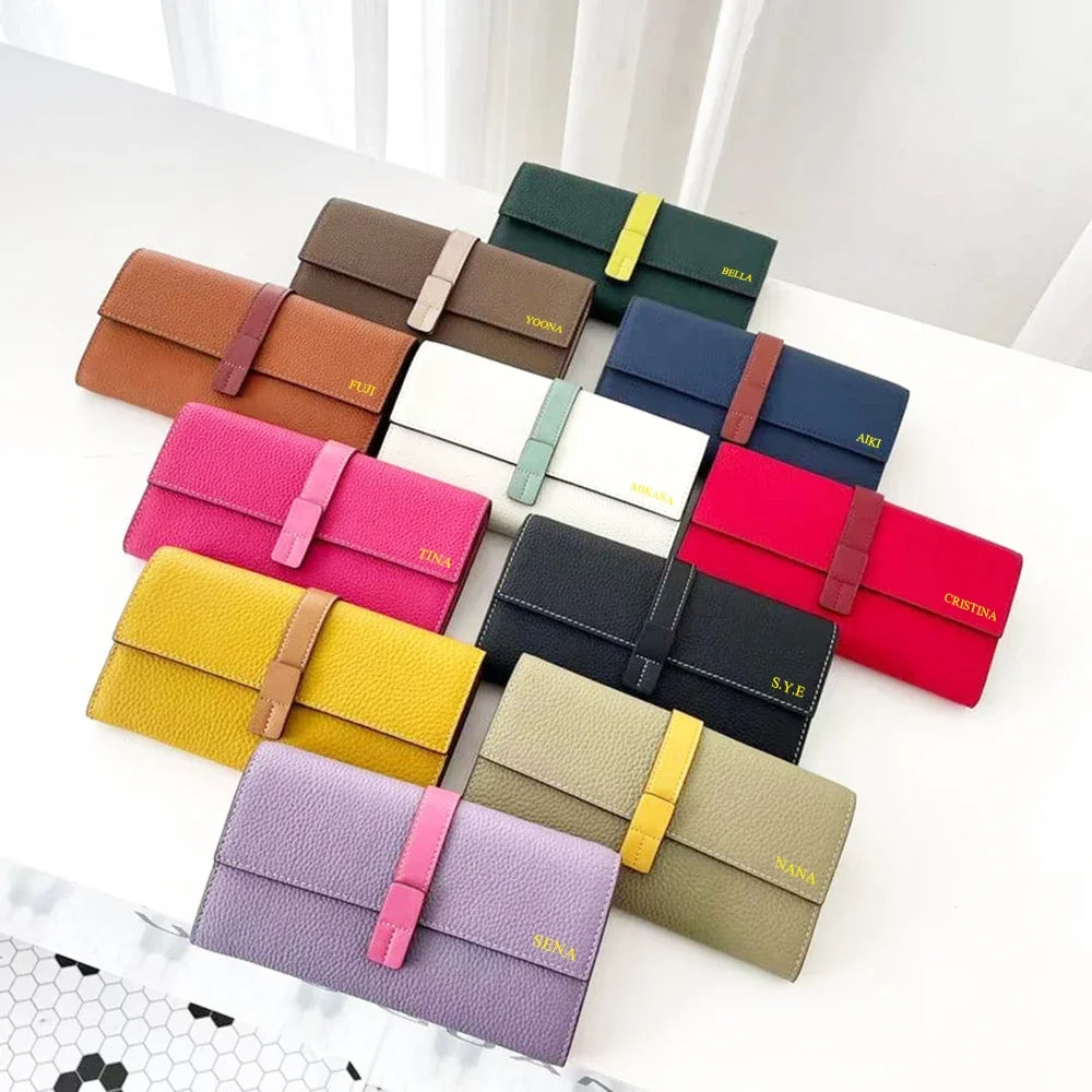 Fashion Woman Card Holder Luxury Genuine Leather Business Card Wallet Custom Initials Wallet Sheep Skin Brand Thin Coin Purse