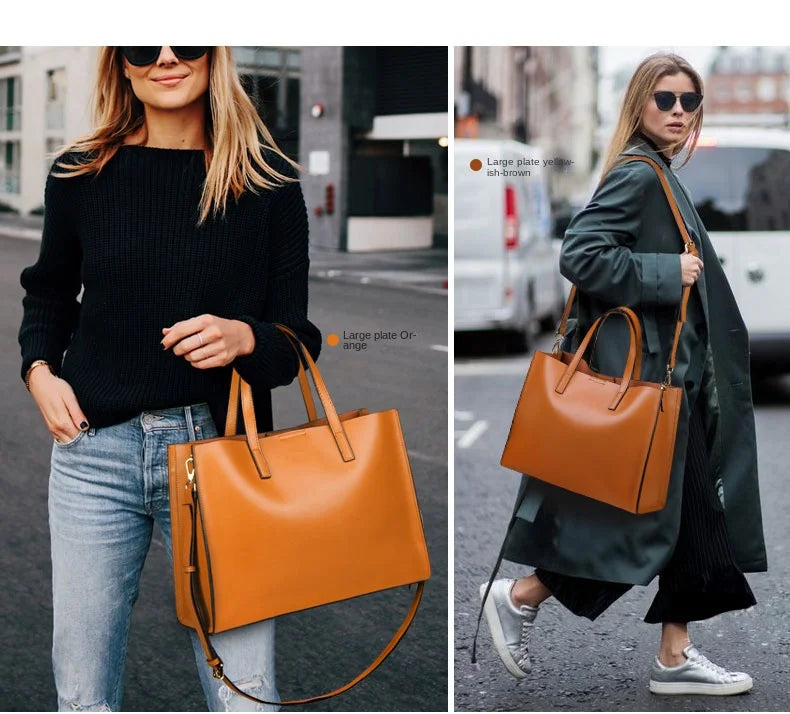 Luxury Business Women's Handbags 14 Inch Laptop Bag Fashion Lady Briefcase Genuine Leather Commuter Portable Shoulder Tote Bags