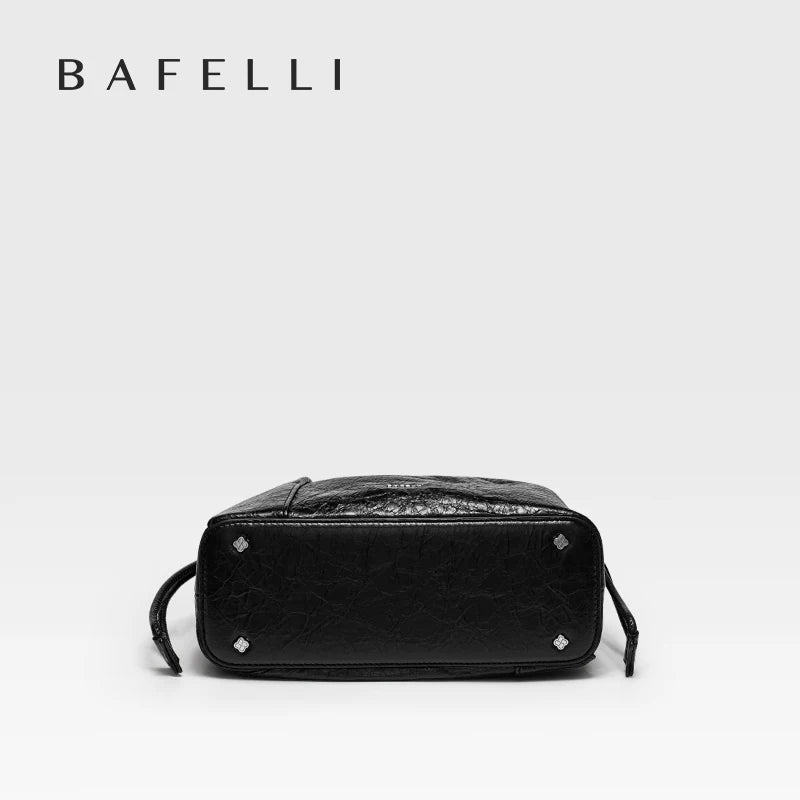 BAFELLI 2024 NEW WOMEN'S BAG LEATHER CASUAL BUCKET HANDBAGS FOR FEMALE TREND FASHION SHOPPER PURSE LUXURY BRAND SHOULDER