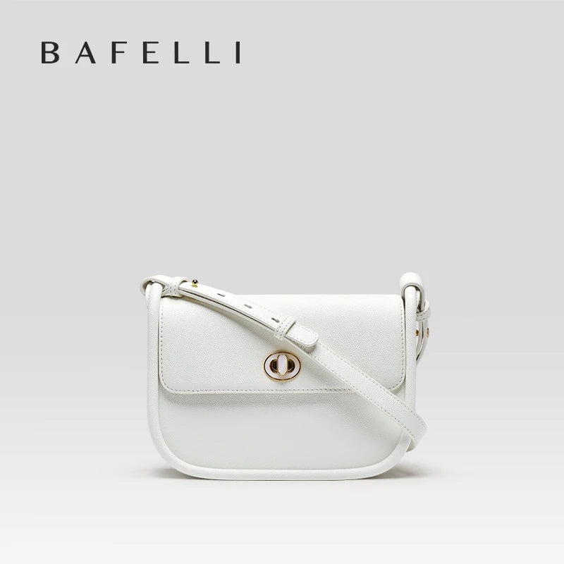 BAFELLI 2024 WOMEN'S NEW TREND LEATHER SADDLE BAGS FASHION STYLE ORIGINAL DESIGNER LUXURY BRAND CASUAL CROSSBODAY PURSE SHOULDER