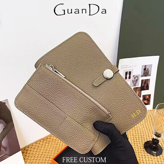 Luxury Design Woman Card Wallet 100% Genuine Leather Lady Card Holder Custom Letters Fashion Coin Purse Personalize Phone Wallet