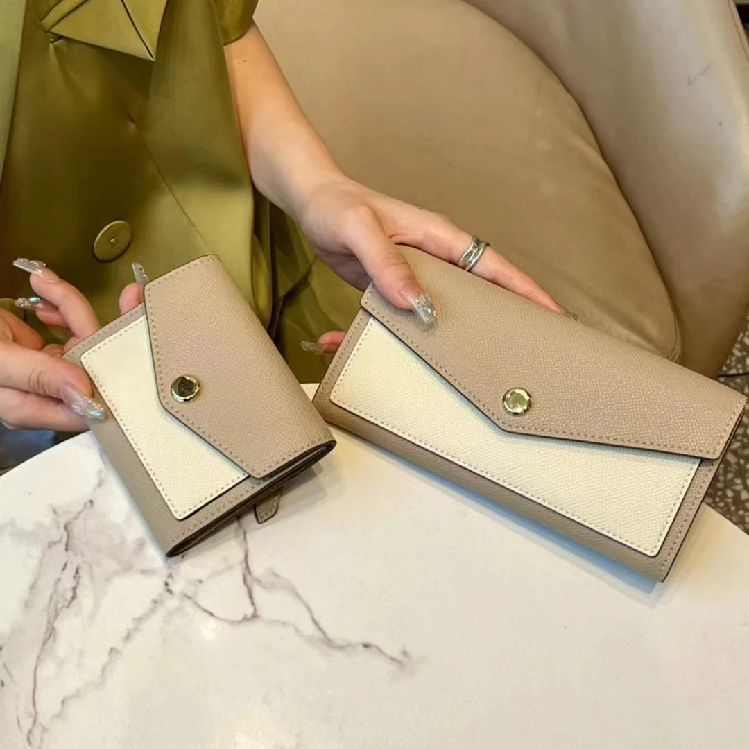 Envelope Long Women Wallet Slim Genuine Leather Female Phone Hand Purse Luxury Cowhide Classic Clutch Bag Card Holder Wallet