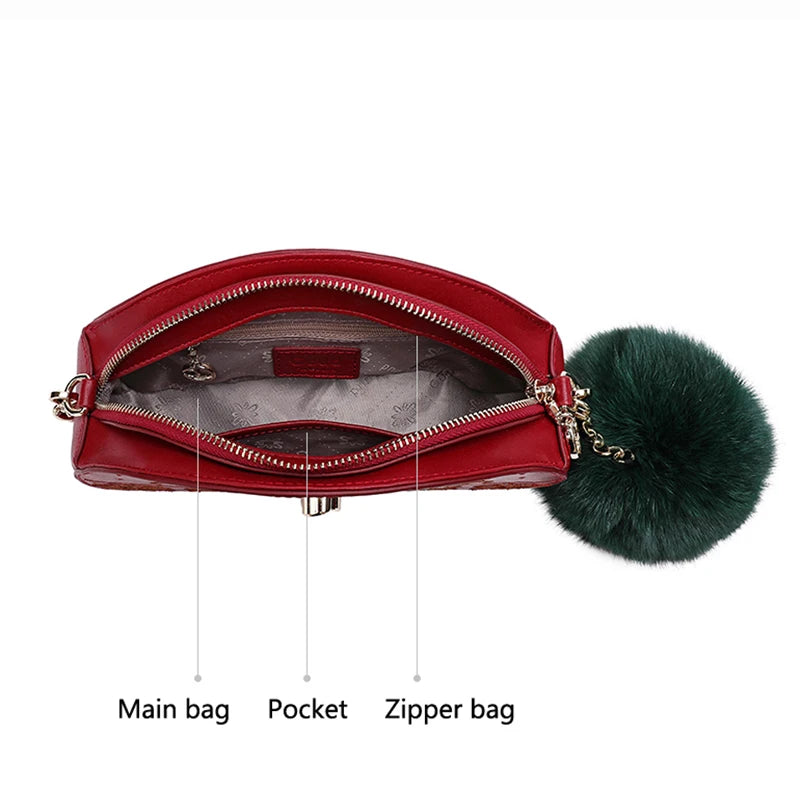 Luxury designer women's bag Large capacity shoulder bags Girl gift Genuine leather bag women's handbag Red