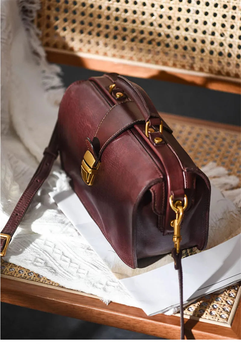 Organizers designers handmade vintage genuine leather women's handbags outdoor party fashion luxury real cowhide shoulder bag