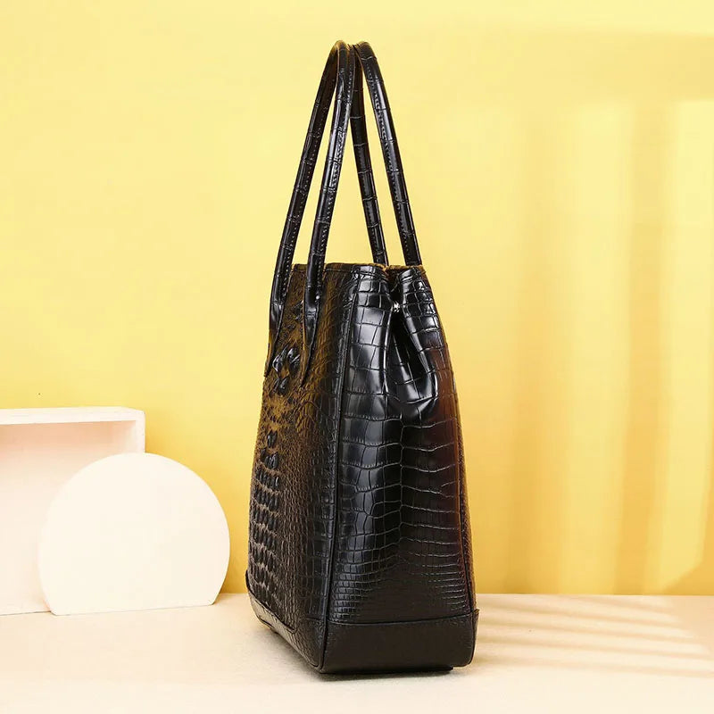 Genuine leather crocodile pattern large capacity high-quality women's handbag fashion luxury brand genuine leather women's bag