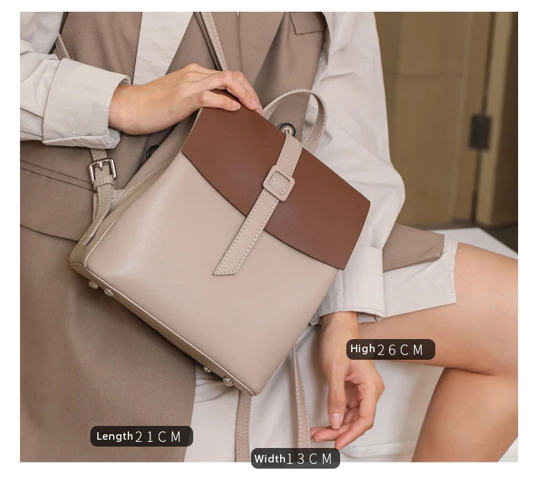 Luxury Genuine Leather Women Backpack Vintage Casual High Quality School Bag for Teenage Girl Travel Bag Mochila Mujer