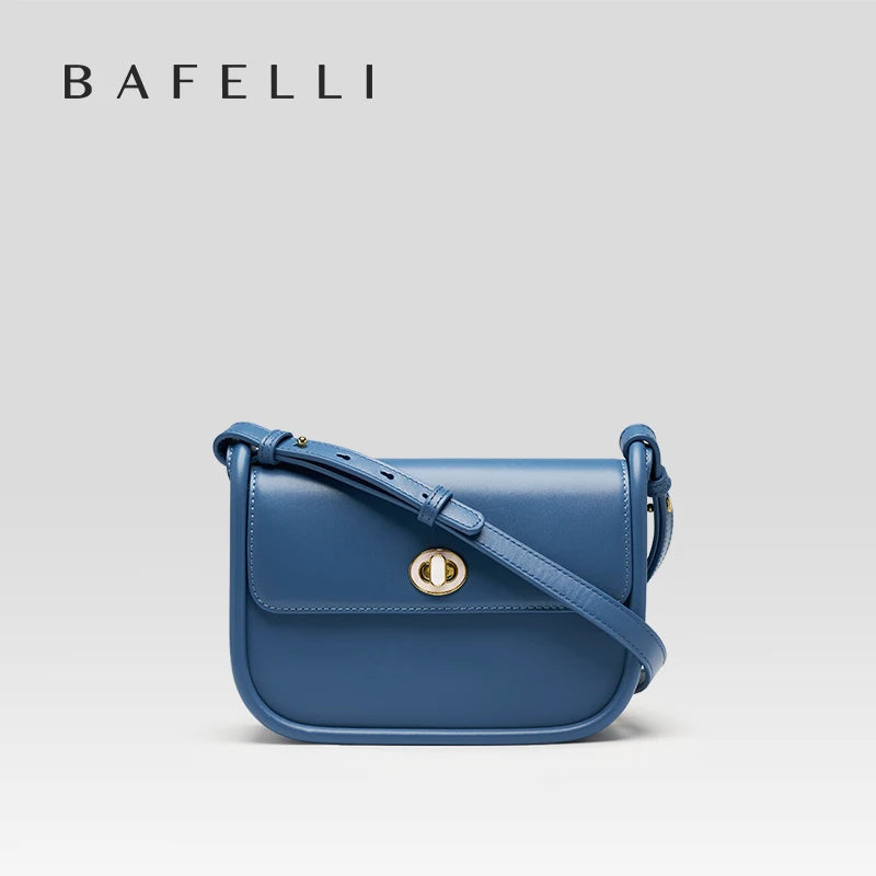 BAFELLI 2024 WOMEN'S NEW TREND LEATHER SADDLE BAGS FASHION STYLE ORIGINAL DESIGNER LUXURY BRAND CASUAL CROSSBODAY PURSE SHOULDER