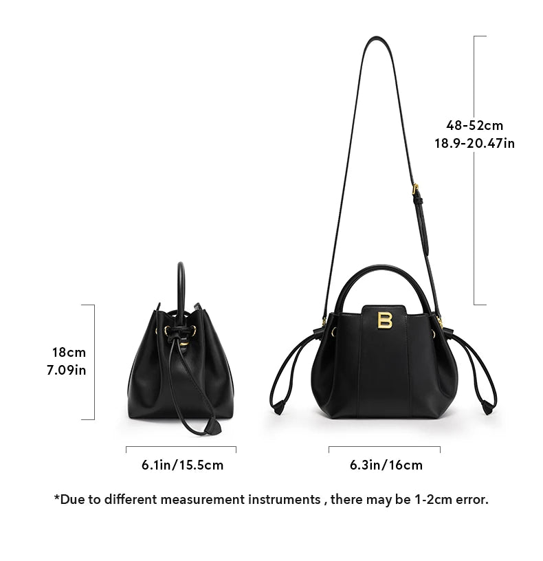 BAFELLI 2024 WOMEN'S HANDBAG BUCKET BAG FASHION LEATHER STYLISH SHOULDER LUXURY BRAND FEMALE DESIGNER PURSE CLASSIC