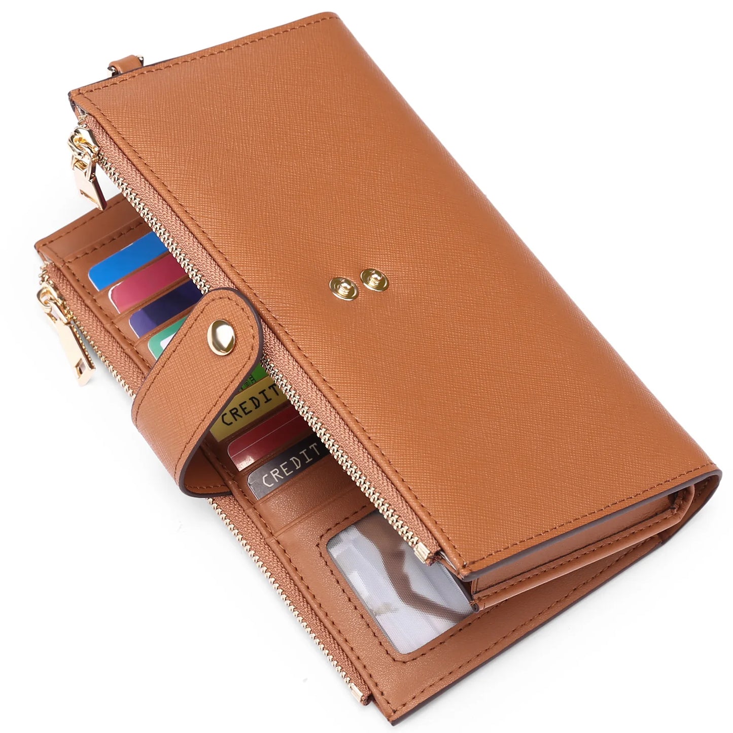 Genuine Leather Women Wallets RFID Female Long Clutch Luxury Brand Money Bag Zipper Coin Purse Cell Phone Cardholder Wallet 2022