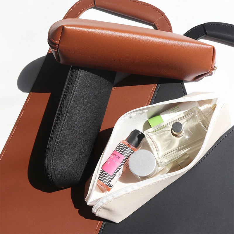 Custom Letter PU Leather Zipper Cosmetic Bag Travel Portable Luxury Stogage Bag Engrave Name Business Office Student Pencil Case