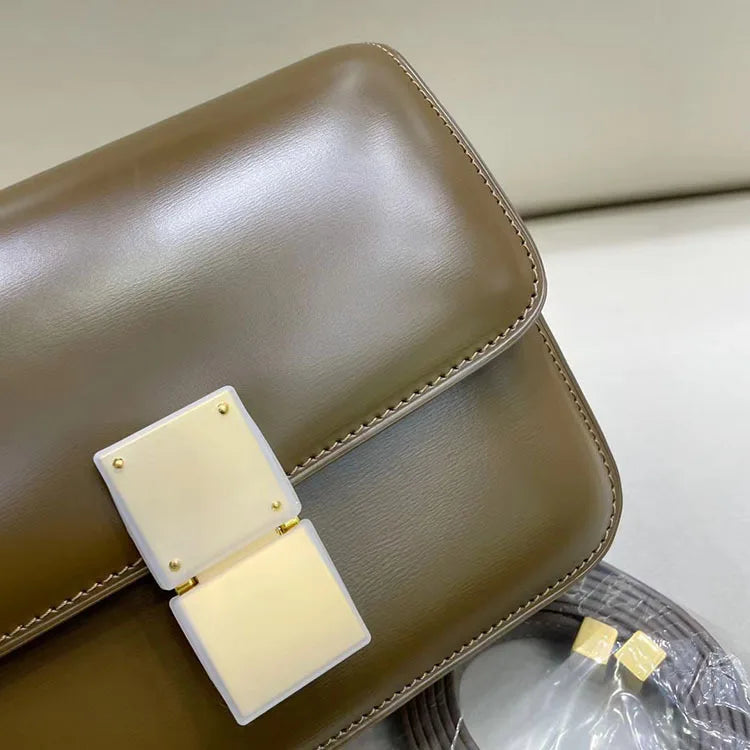 Silver Lock Box Black Women's Bag Luxury Crossbody Bag Tofu Square Shoulder Bag Messenger Real Leather Flap Lady Handbag 2023