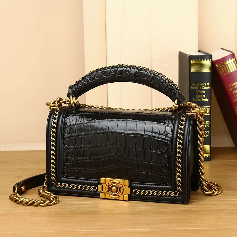 High quality Genuine cowhide women Luxury bag Women's handbag Crocodile patterned real cowhide bag fashion Bags for women