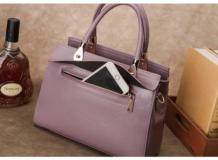 Cow Leather Handbag for Women 2022 New Luxury Large Capacity Shoulder Crossbody Bags Office Ladies Daily Work Tote Bag