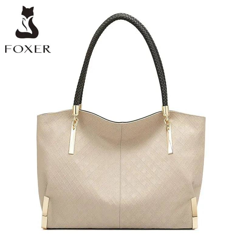 FOXER Brand Genuine Leather Handbag Winter Women Original Design Shoulder Bag Luxury Tote Large Capacity Lady Bag Chrismas Gift