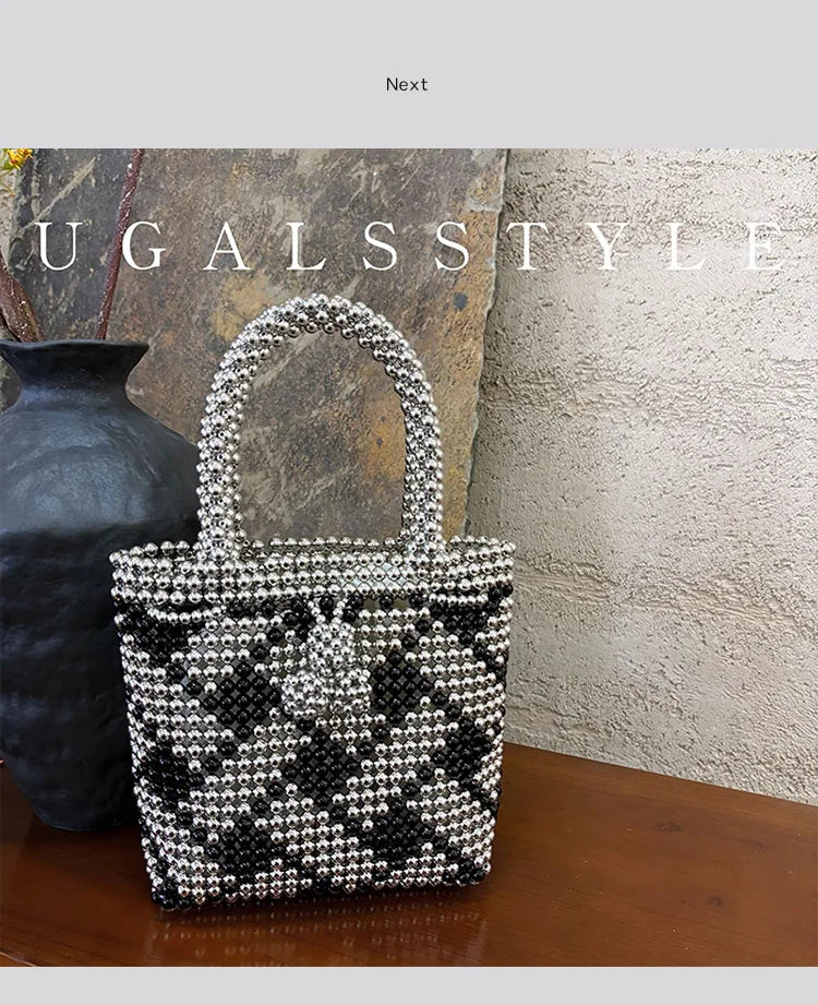 Top Handle Pearl Handbag Evening Clutch Bag Purses Luxury Designer Shoulder Bag Shiny Crystal Clutch Purse Bucket Bag