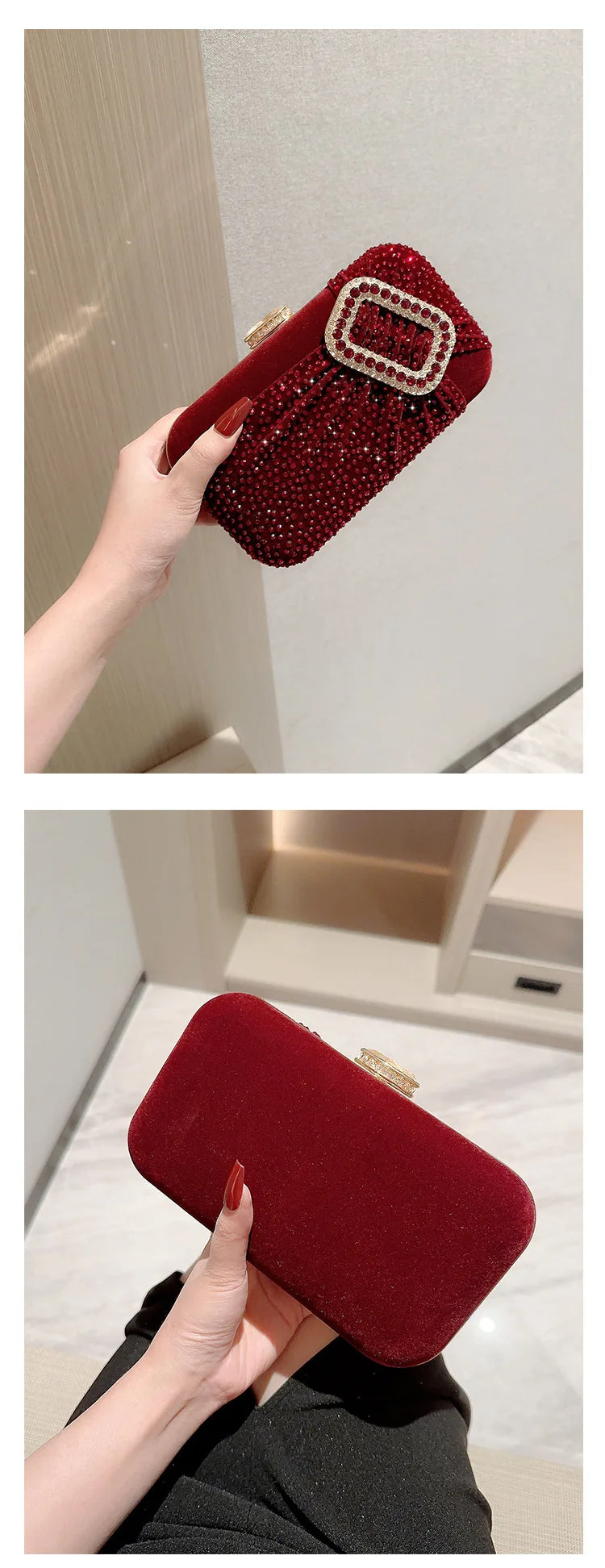 Elegant Sexy Red Women Luxury Special Crystals Beaded Evening Clutch Bags Bride Wedding Party Handbag Beaded 2024 New