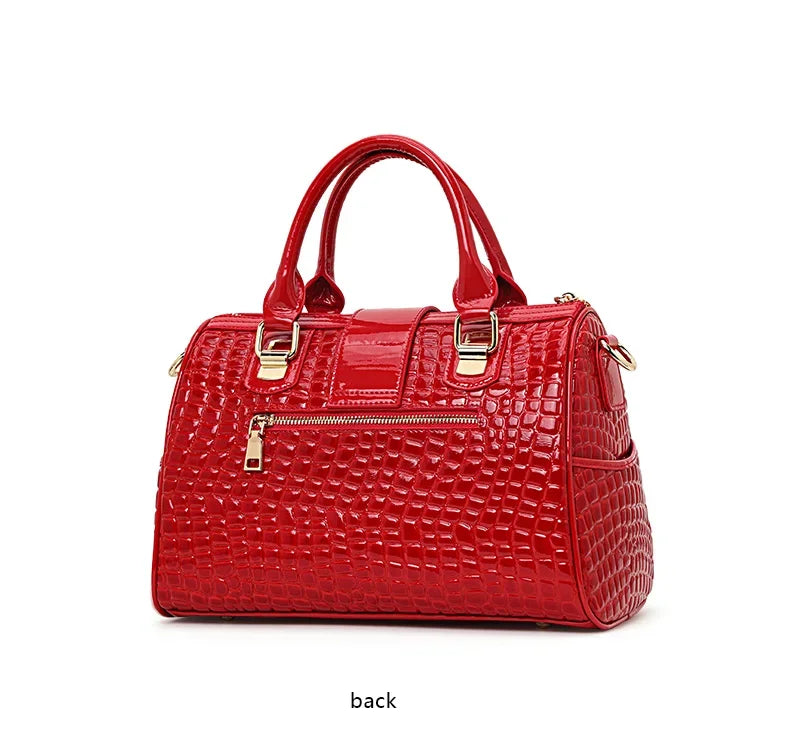 Real leather Bag, New Crocodile Embossed luxury Handbag, Boston Bag, High-Quality Commuting Women's Shoulder Bag, Crossbody Bag