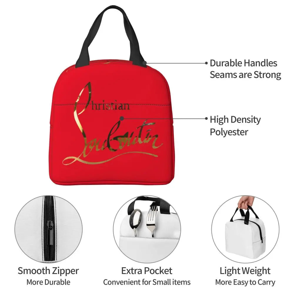 Christians High Heels Louboutins Insulated Lunch Bags Thermal Bag Meal Container Lady Beauty Large Tote Lunch Box Bento Pouch