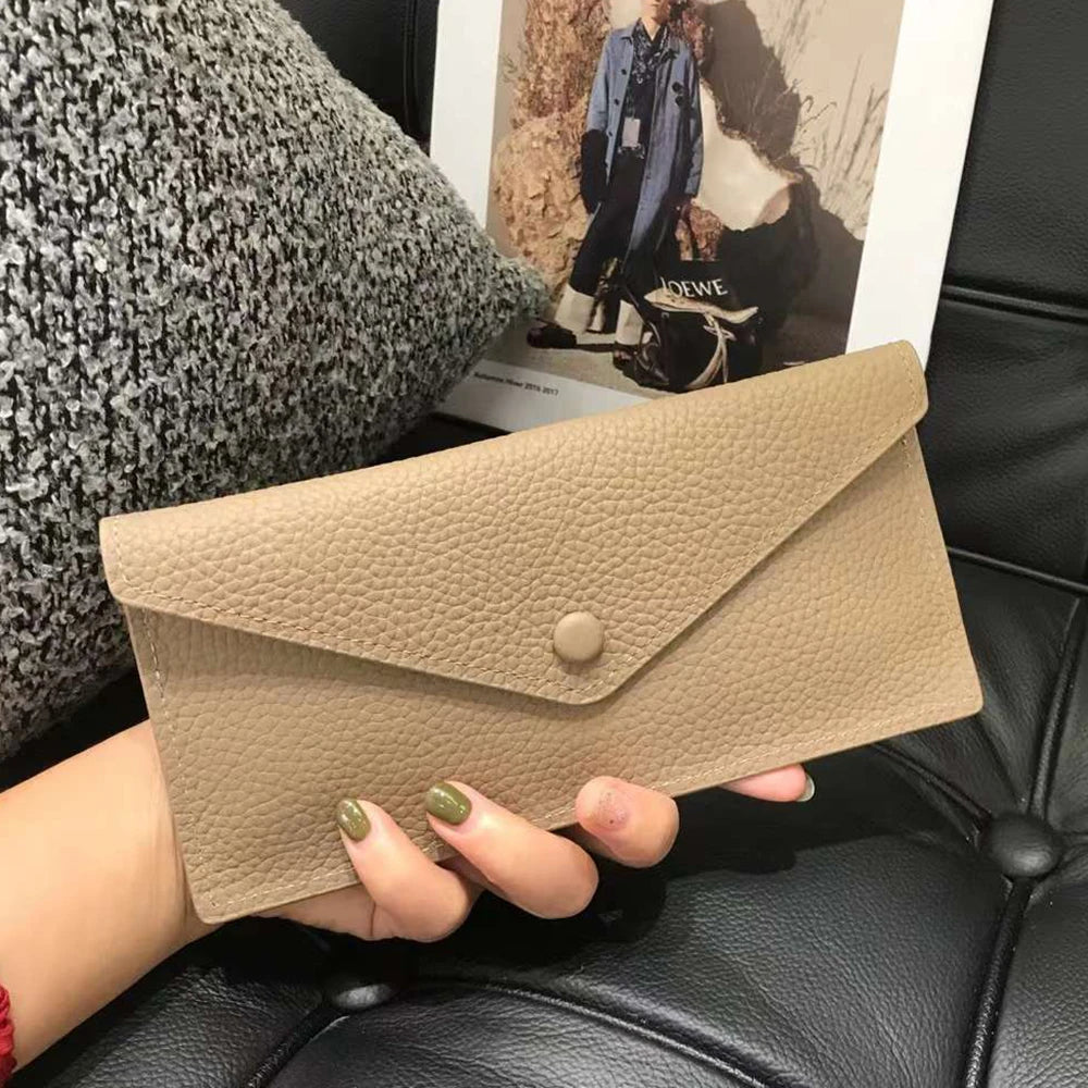 Envelope Long Women Wallet Slim Genuine Leather Female Phone Hand Purse Luxury Cowhide Classic Clutch Bag Card Holder Wallet