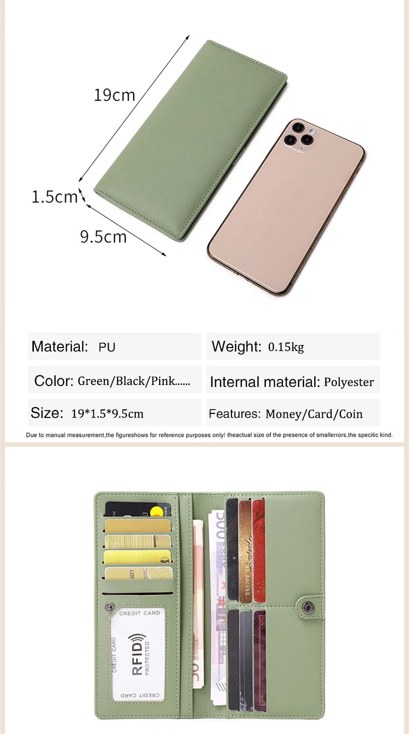 Custom Gold Name Long Women Wallets Rfid Solid Color Hasp Female Wallet Card Holder Luxury Women'S Purses Coin Pocket