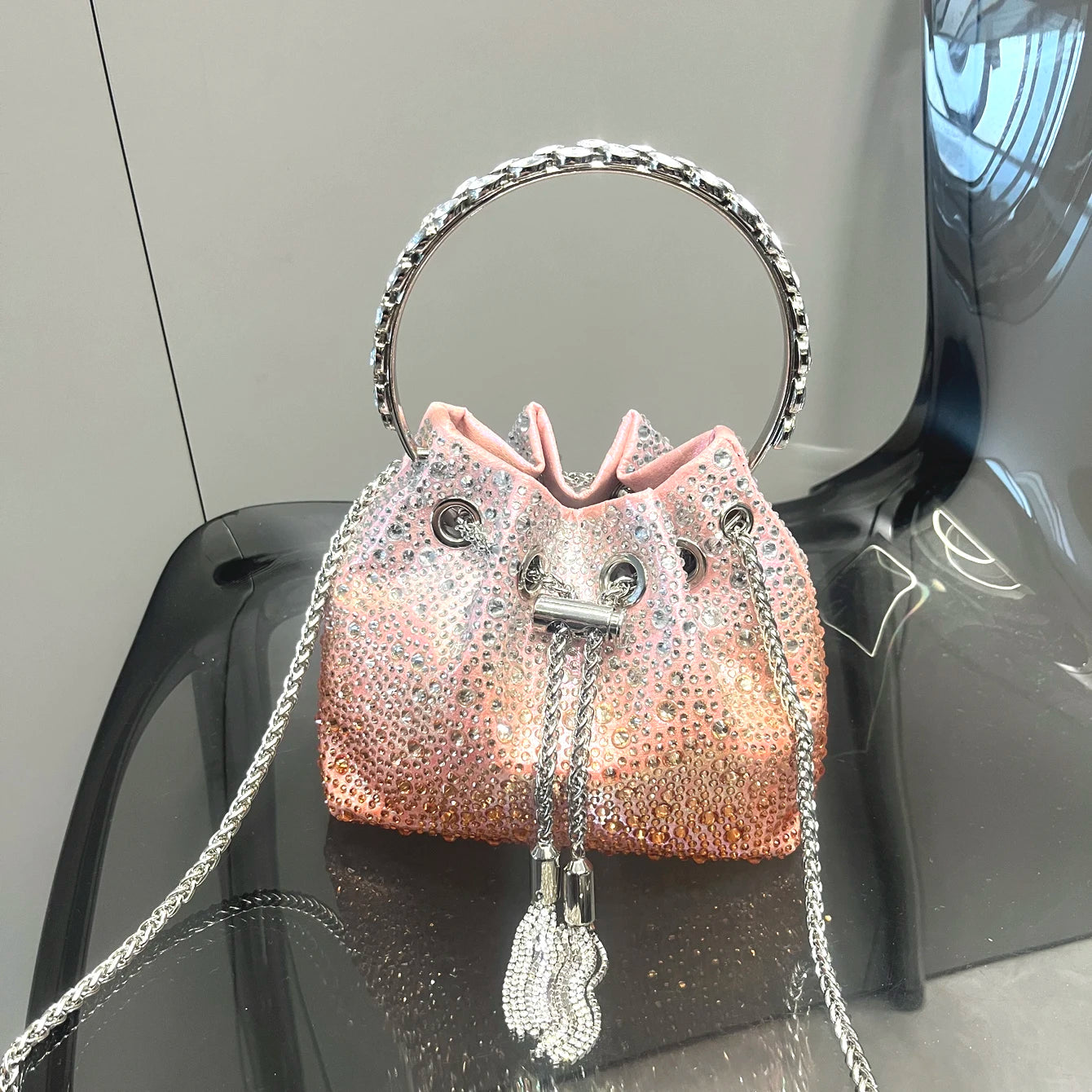 Handle Rhinestones Evening clutch Bag Purses and handbag luxury Designer shoulder bag Shiny Crystal Clutch purse bucket bag