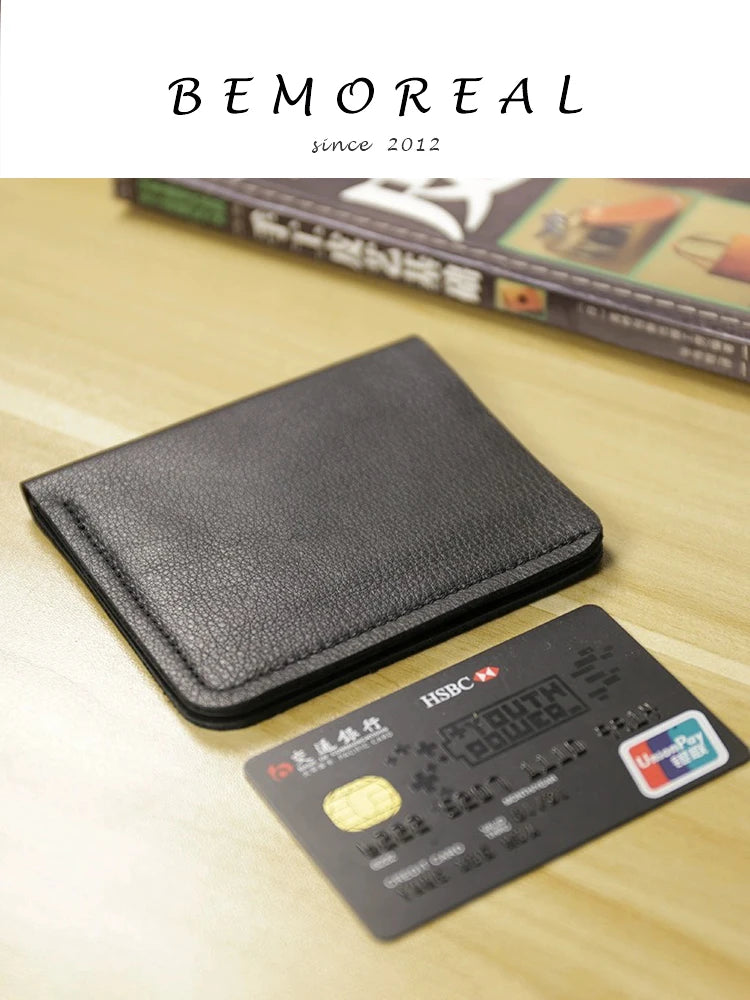 Genuine Leather Casual Men Wallet Luxury Design Short Purse Slim Card Holders Solid Money Bag Ultra Thin Minimalist Wallets