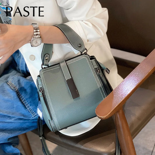 Spring Zipper Design Denim Blue Small Tote Bag Classic 100% Genuine Leather Women's Hand Bag Ladies Crossbody Shoulder Bag