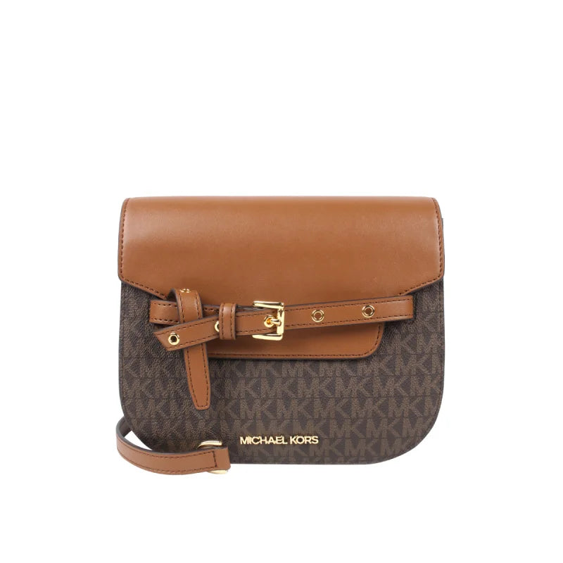 Michael Kors Ole Emilia Small Pvc Presbyard With Leather Matching Color Women'S Single Shoulder Crossbody Saddle Bag