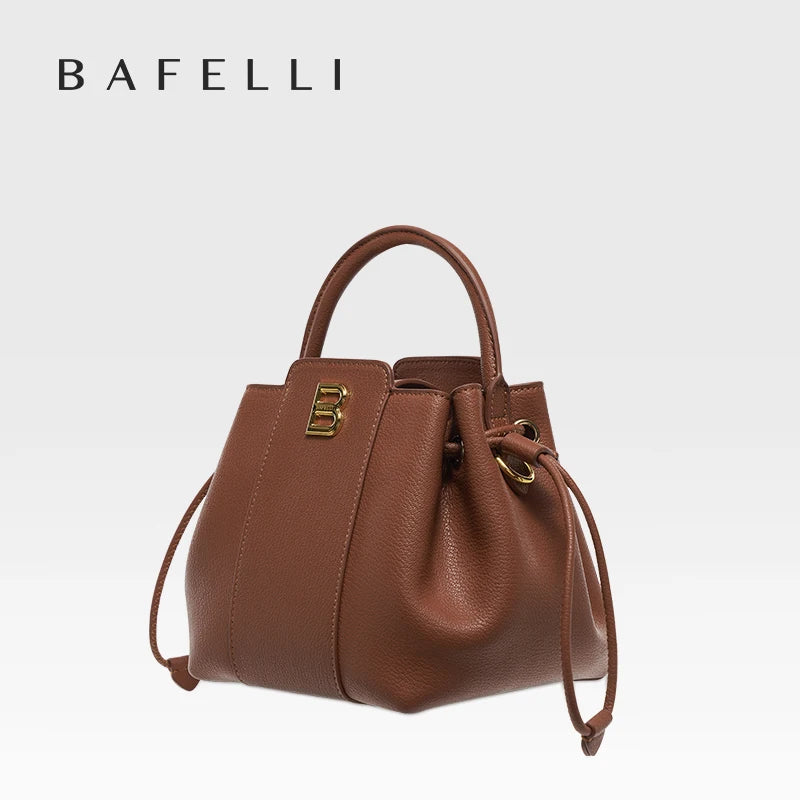 BAFELLI 2024 WOMEN'S HANDBAG BUCKET BAG FASHION LEATHER STYLISH SHOULDER LUXURY BRAND FEMALE DESIGNER PURSE CLASSIC