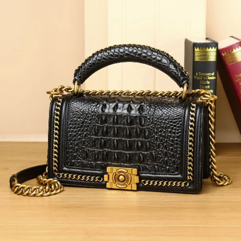 High quality Genuine cowhide women Luxury bag Women's handbag Crocodile patterned real cowhide bag fashion Bags for women