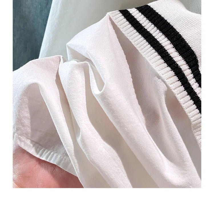 Spring 2024 Summer Preppy Style Women's Shirts Loose Plus Size Sailor Collar Lady White Color Tops Long Sleeve Female Blouse K96