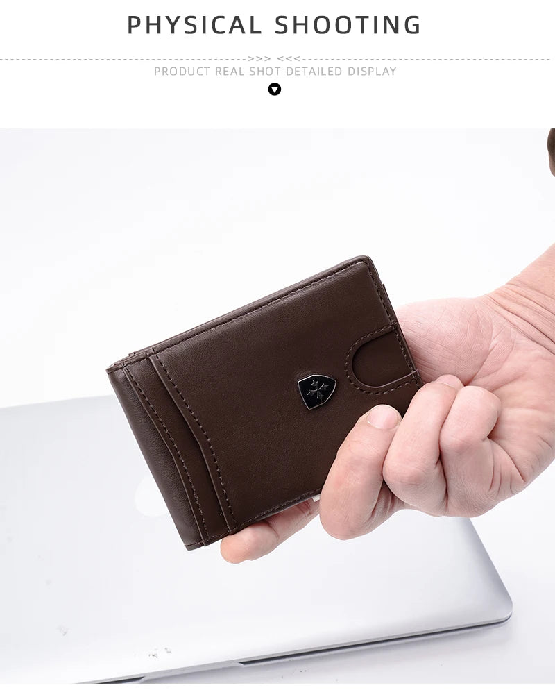 New RFID Mini Short Men Wallets Free Name Customized Card Holders Male Purses Luxury Photo Holder Small Men's Card Wallet