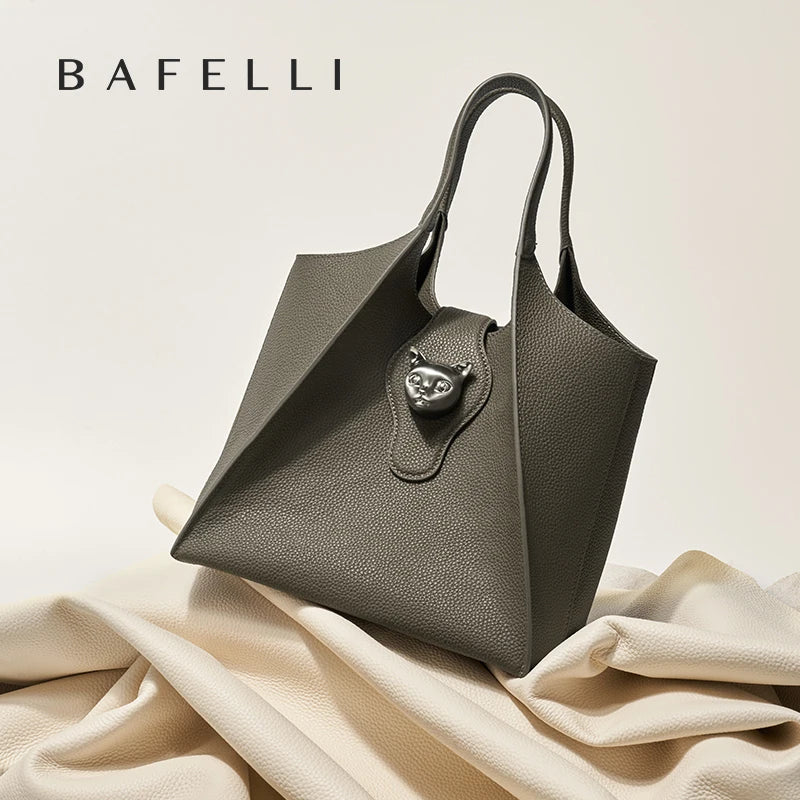 BAFELLI 2024 WOMEN'S HANDBAG TOTE TRAVEL BAGS GENUINE LEATHER CASUAL FASHION LUXURY BRAND UNISEX PURSE BUSINESS STYLISH DESIGNER