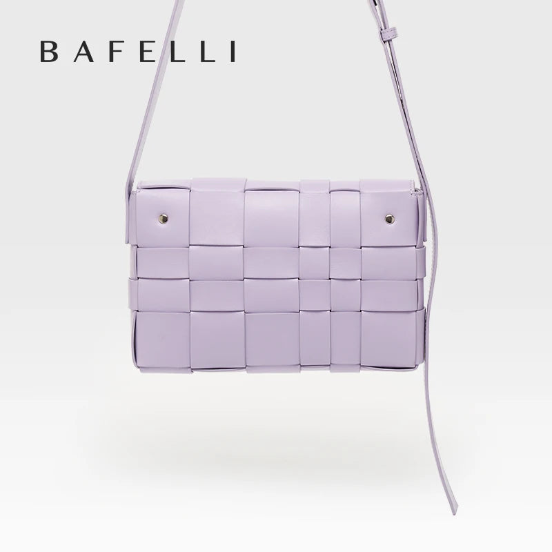 BAFELLI HANDBAG 2023 NEW WOVEN FASHION GENUINE LEATHER BOX BAG SHOULDER CROSSBODY PURSE WOMEN'S FEMALE LUXURY BRAND CLASSICAL