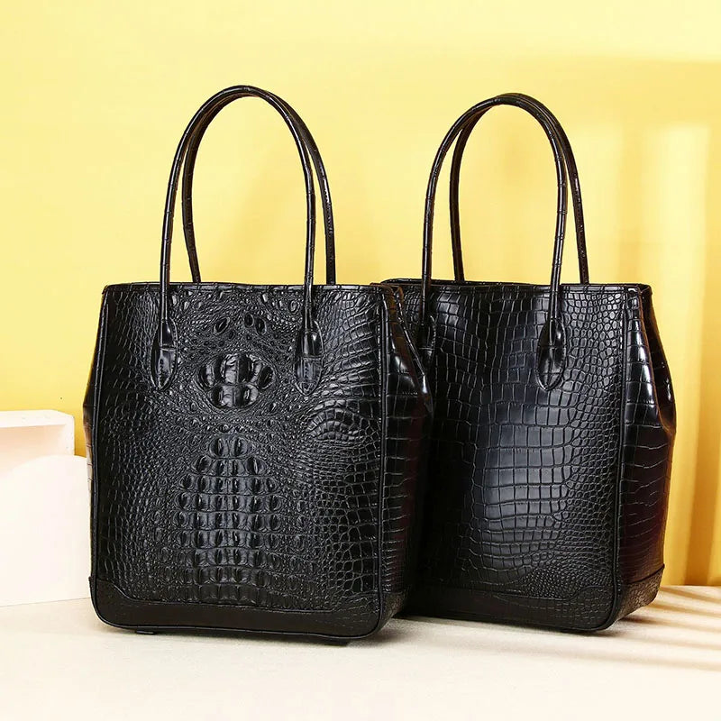 Genuine leather crocodile pattern large capacity high-quality women's handbag fashion luxury brand genuine leather women's bag