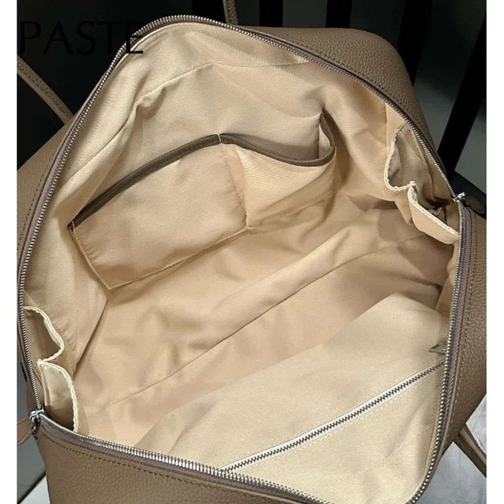 New Large Flipped High-grade Commuter Laptop Pillow Tote Marroon Natural Cow Leather Women Handbag Leisure Office Shoulder Bag