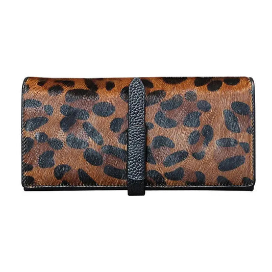 New Fashion Leopard Cow Genuine Leather Women Long Wallets Real Leather Female Luxury Brand Designer Clutch Girl Gift Cash Purse