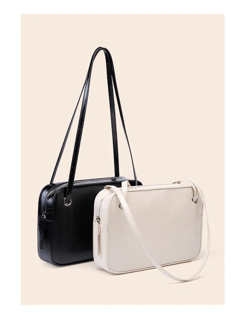 Luxury Messenger Bag Women Leather Bags Roomy Simple Style Lady Genuine Leather Handbag Shoulder Satchel Tote Black 2023 New