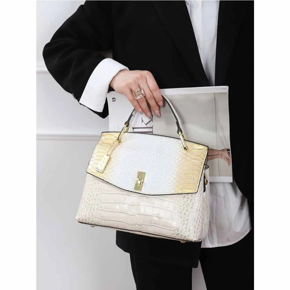 Designer Top Handle Satchel Handbags for Women Crocodile Handbag and Purse Leather Tote Bags Luxury  Womens Bag