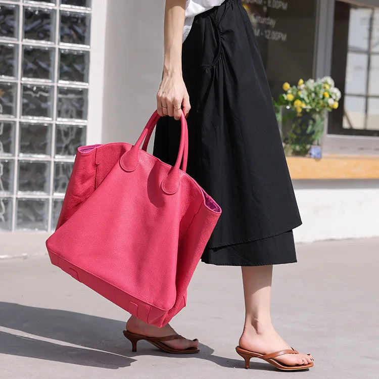 Oversize Handbag Women Soft Genuine Leather Tote Bag Simple Luxury Designer Large Capacity Daily Work Office Purse Lady Hand Bag