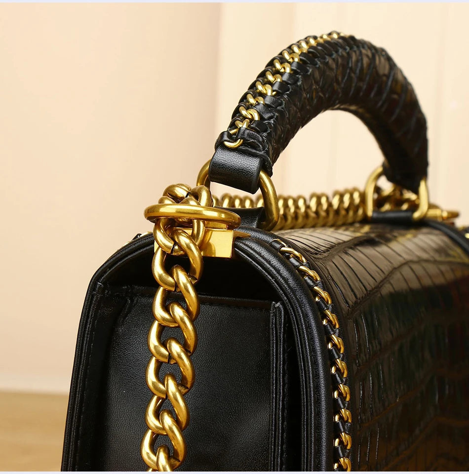 High quality Genuine cowhide women Luxury bag Women's handbag Crocodile patterned real cowhide bag fashion Bags for women