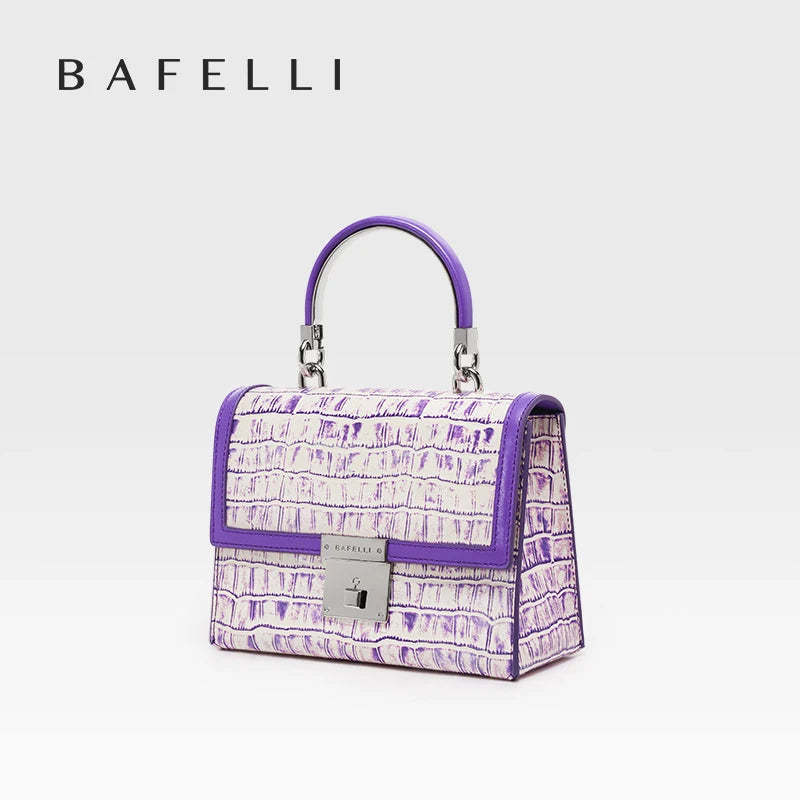 BAFELLI 2023 WOMNE'S NEW HANDBAG LUXURY BRAND K GOLD SERIES FASHION PURPLE EVENING PURSE SHOULDER WINTER STYLE WOOL CASUAL