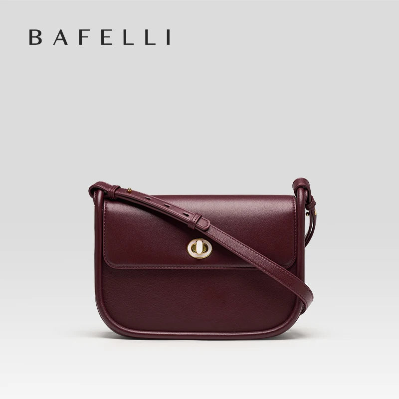 BAFELLI 2024 WOMEN'S NEW TREND LEATHER SADDLE BAGS FASHION STYLE ORIGINAL DESIGNER LUXURY BRAND CASUAL CROSSBODAY PURSE SHOULDER