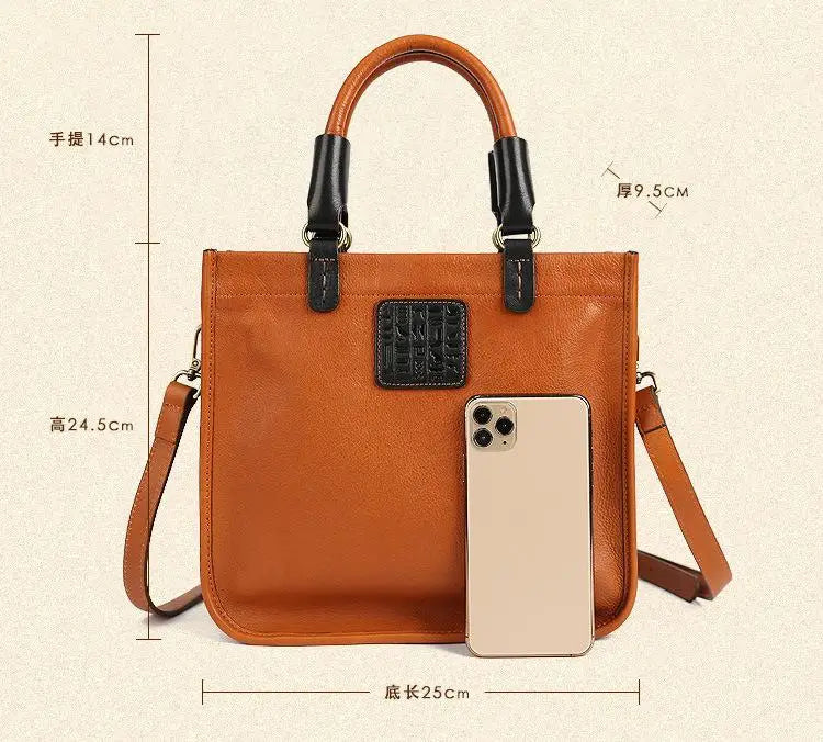 MOTAORA Genuine Leather Luxury Vintage Handbag Women Bags Designer Nature Cowhide Casual Tote 2024 New High Quality Female Bag