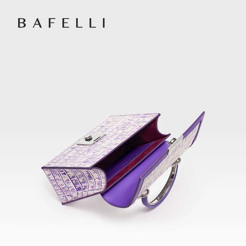 BAFELLI 2023 WOMNE'S NEW HANDBAG LUXURY BRAND K GOLD SERIES FASHION PURPLE EVENING PURSE SHOULDER WINTER STYLE WOOL CASUAL