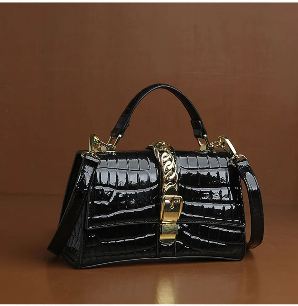 Real leather Handbag women's bag Crocodile patterned cowhide fashion luxury ladies handbags famous brand Women's leather bags