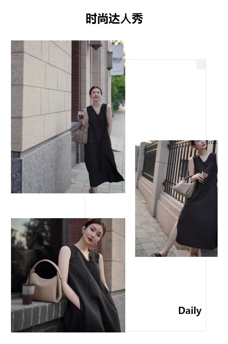 Elegant 100% Natural Togo Cowhide Leather Tote Wide Straps Female Shoulder Bag Grey Black Doctor Bag Luxury Girl Handbag