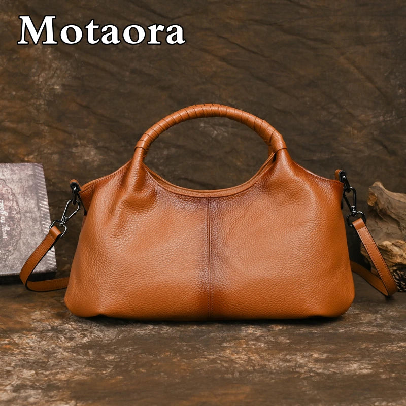 MOTAORA Large Capacity Women's Genuine Leather Handbag Casual Woman Tote Bag Soft Designer Luxury Solid Ladies Handbags 2024 New