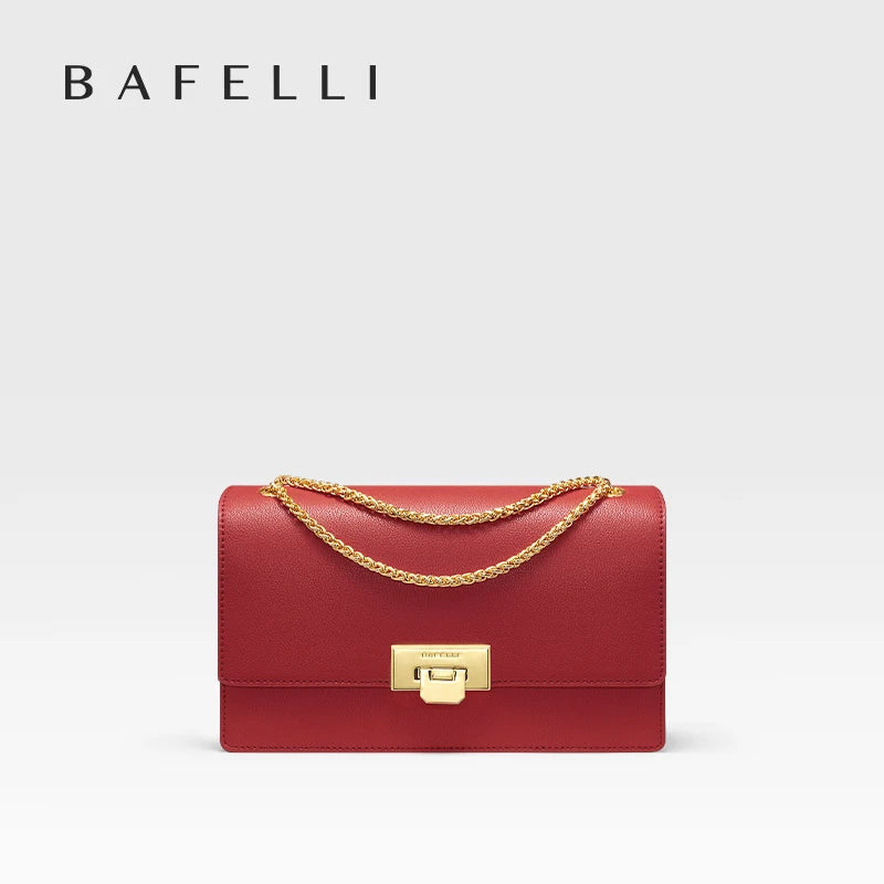 BAFELLI 2023 LUXURY BRAND CLASSIC STYLE FASHION BUSINESS ELEGANT BOXY CHAIN LEATHER SQUARE BAG HANDBAG SHOULDER CROSSBODY RETRO